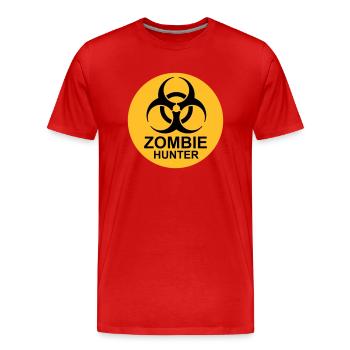 zombie hunter Halloween Quote - Men's Premium Organic T-Shirt - red - Front - Damien (186cm)