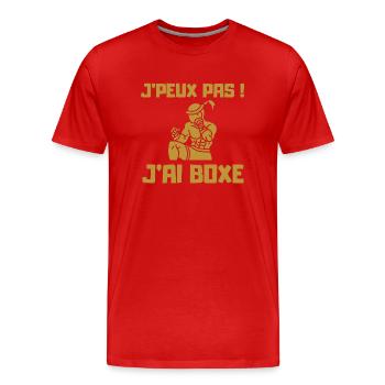 JPEUX PAS JAI BOXE THAI - T-shirt bio Premium Homme - rouge - Devant - Damien (186cm)