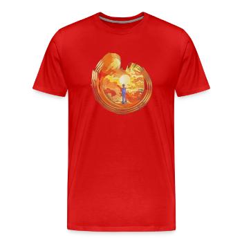 Man / Person / Man in Fireball - Men's Premium Organic T-Shirt - red - Front - Damien (186cm)