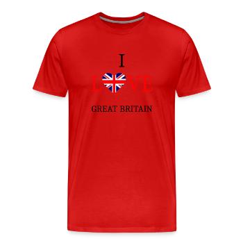 Ich liebe Großbritannien. Ich liebe Großbritannien - Männer Premium Bio T-Shirt - Rot - Vorne - Damien (186cm)