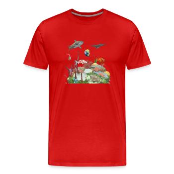 Wasserwelt Korallenriff Hai Fisch Nemo Meeresleben - Männer Premium Bio T-Shirt - Rot - Vorne - Damien (186cm)