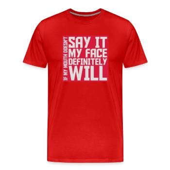 Mon visage le fera certainement - T-shirt bio Premium Homme - rouge - Devant - Damien (186cm)
