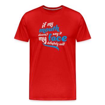 Mon visage le fera certainement - T-shirt bio Premium Homme - rouge - Devant - Damien (186cm)