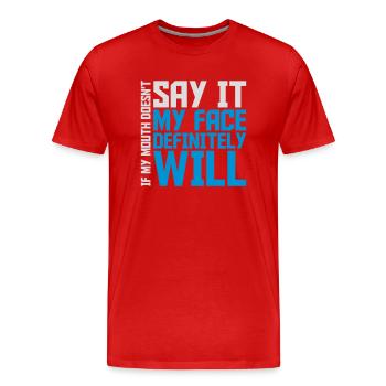 Mon visage le fera certainement - T-shirt bio Premium Homme - rouge - Devant - Damien (186cm)