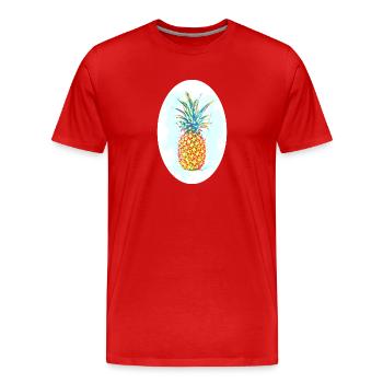 Pineapple Drawing - Men's Premium Organic T-Shirt - red - Front - Damien (186cm)