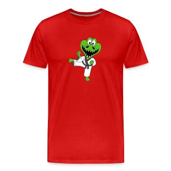 KROKODIL - KARATE - JUDO - SPORT - TIER - Männer Premium Bio T-Shirt - Rot - Vorne - Damien (186cm)