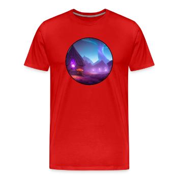 Mushroom Village - Men's Premium Organic T-Shirt - red - Front - Damien (186cm)
