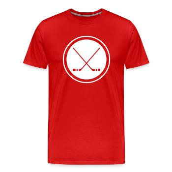 Bâtons de hockey sur glace - T-shirt bio Premium Homme - rouge - Devant - Damien (186cm)