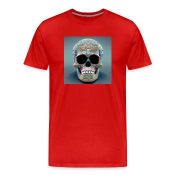 Jewelled skull - Men's Premium Organic T-Shirt - red - Front - Damien (186cm)
