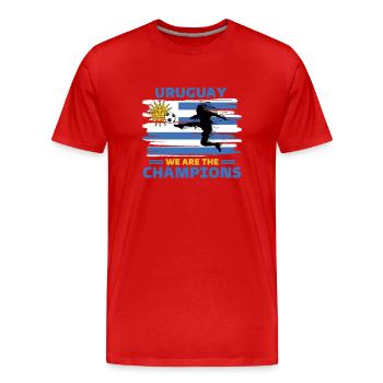 Uruguayischer Fußballfan 2022 - Männer Premium Bio T-Shirt - Rot - Vorne - Damien (186cm)