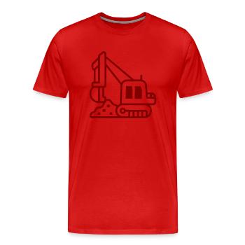 Excavator - Men's Premium Organic T-Shirt - red - Front - Damien (186cm)