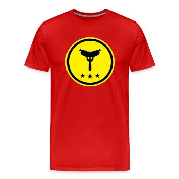 Wurst Gabel - Männer Premium Bio T-Shirt - Rot - Vorne - Damien (186cm)