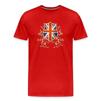 England UK London British English United Kingdom - Men's Premium Organic T-Shirt - red - Front - Damien (186cm)