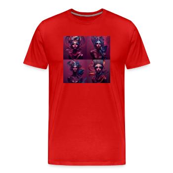 Artwork Woman Collage purple 1 - Männer Premium Bio T-Shirt - Rot - Vorne - Damien (186cm)