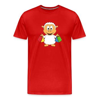 SCHAF - SHOPPING - TIER - TIERISCH - Männer Premium Bio T-Shirt - Rot - Vorne - Damien (186cm)