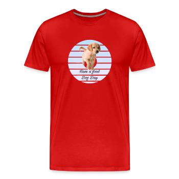 Puppy souhaite une bonne journée - T-shirt bio Premium Homme - rouge - Devant - Damien (186cm)