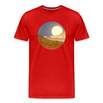 Lune dans le paysage nocturne - T-shirt bio Premium Homme - rouge - Devant - Damien (186cm)