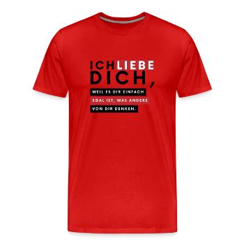 Ich liebe dich. Schenke deine Liebesbotschaft. - Männer Premium Bio T-Shirt - Rot - Vorne - Damien (186cm)