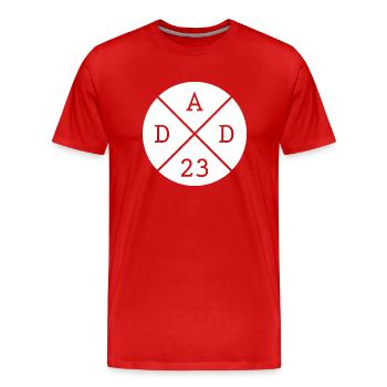 papa 2023 papa père naissance grossesse - T-shirt bio Premium Homme - rouge - Devant - Damien (186cm)