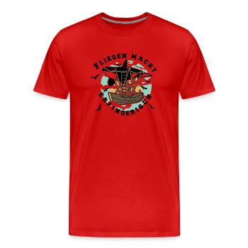 Flying is the mother of invention - Men's Premium Organic T-Shirt - red - Front - Damien (186cm)