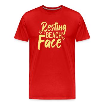 Resting Beach Face - Men's Premium Organic T-Shirt - red - Front - Damien (186cm)