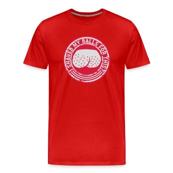 Je me suis rasé les couilles - T-shirt bio Premium Homme - rouge - Devant - Damien (186cm)