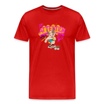 Skate animalier - T-shirt bio Premium Homme - rouge - Devant - Damien (186cm)