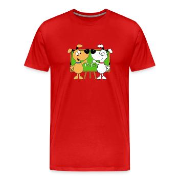 HUNDE - SCHULE - SCHÜLER - MATHE - RECHNEN - Männer Premium Bio T-Shirt - Rot - Vorne - Damien (186cm)