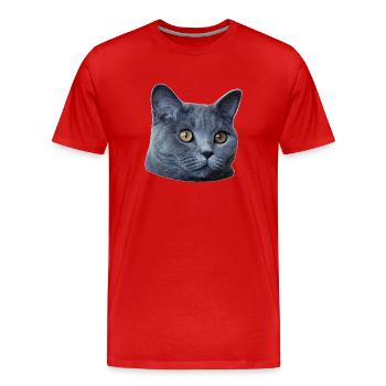 Katzenkopf Poster - Männer Premium Bio T-Shirt - Rot - Vorne - Damien (186cm)