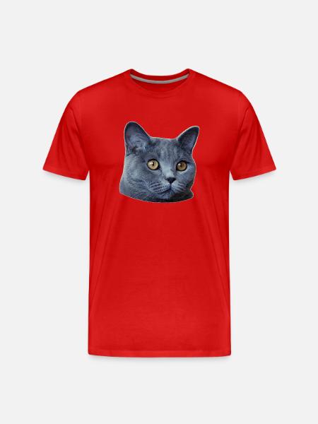 Katzenkopf Poster - Männer Premium Bio T-Shirt - Rot