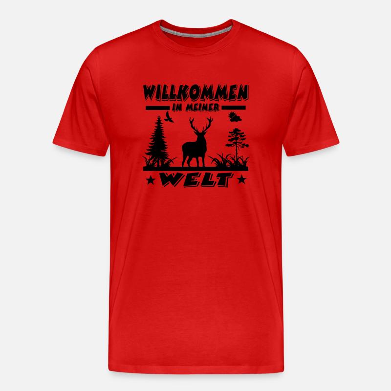 Hirsch - Männer Premium Bio T-Shirt - Rot