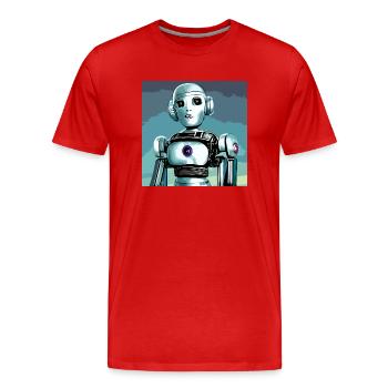Robot, android, cyborg, science fiction - Men's Premium Organic T-Shirt - red - Front - Damien (186cm)