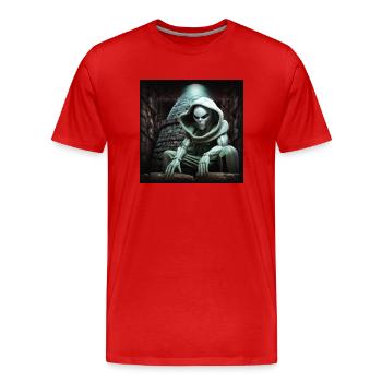 Alien Monk - Men's Premium Organic T-Shirt - red - Front - Damien (186cm)