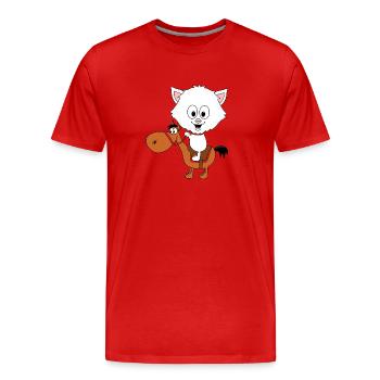 KATZE - PFERD - PONY - REITEN - TIERE - Männer Premium Bio T-Shirt - Rot - Vorne - Damien (186cm)