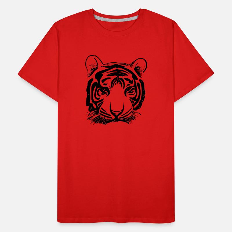 Tiger Big Cat with Vintage Stripe Pattern Men's Premium Organic T-Shirt