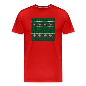 Christmas Gifts | Tree - Reindeer Pattern 2022 - Men's Premium Organic T-Shirt - red - Front - Damien (186cm)