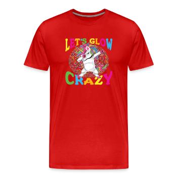Unicorn Let s Glow Crazy - Männer Premium Bio T-Shirt - Rot - Vorne - Damien (186cm)