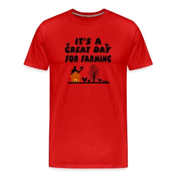 Ferme - T-shirt bio Premium Homme - rouge - Devant - Damien (186cm)