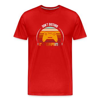 Nicht stören Ich spiele Geschenk Humor Spieler - Männer Premium Bio T-Shirt - Rot - Vorne - Damien (186cm)