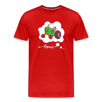 Tracteur - Bouclier routier - col - T-shirt bio Premium Homme - rouge - Devant - Damien (186cm)