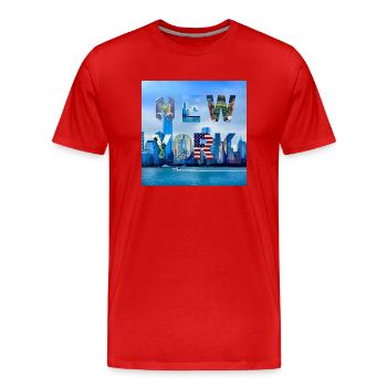 New York, Vereinigte Staaten von Amerika - Männer Premium Bio T-Shirt - Rot - Vorne - Damien (186cm)