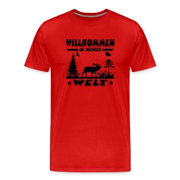 Hirsch - Männer Premium Bio T-Shirt - Rot - Vorne - Damien (186cm)