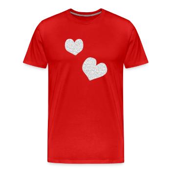 Two Pink Hearts Glitter Heart - Men's Premium Organic T-Shirt - red - Front - Damien (186cm)