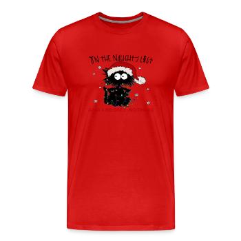 On The Naughty List And I Regret Nothing - Men's Premium Organic T-Shirt - red - Front - Damien (186cm)