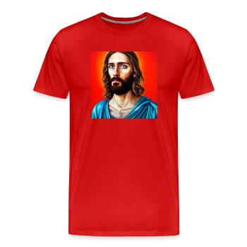 Portrait de Jésus-Christ - T-shirt bio Premium Homme - rouge - Devant - Damien (186cm)