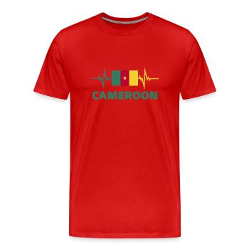 Cameroon Football 2022 heartbeat Cameroon - Men's Premium Organic T-Shirt - red - Front - Damien (186cm)