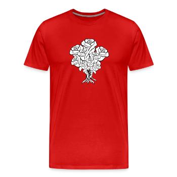 Bouquet Fleurs Symbole Plante - T-shirt bio Premium Homme - rouge - Devant - Damien (186cm)