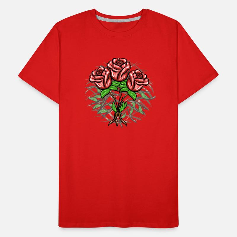 Crosses Pattern Cross Plants Roses Men's Premium Organic T-Shirt