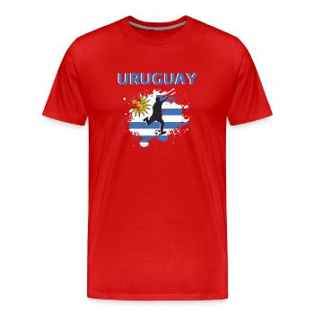 Uruguayischer Fußballfan 2022 - Männer Premium Bio T-Shirt - Rot - Vorne - Damien (186cm)
