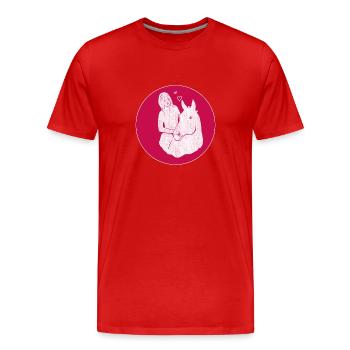 Cheval fille l'amour cheval et femme - T-shirt bio Premium Homme - rouge - Devant - Damien (186cm)